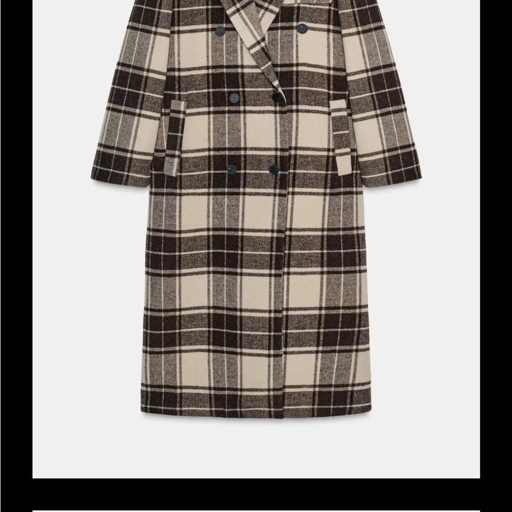 Zara Plaid Double-Breasted Women's Coat NWT